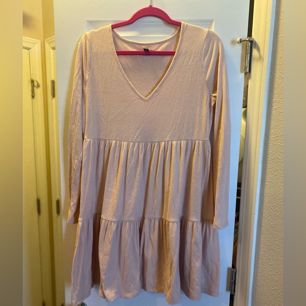 Blush pink knitted mini dress